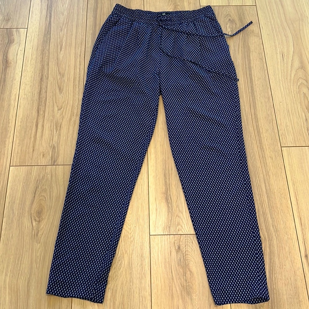 H&M Blue Elastic Drawstring Waist Harem Pants with Pockets